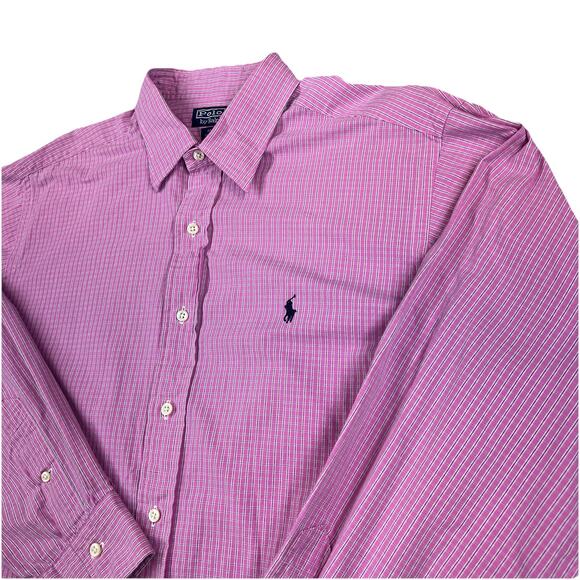 Polo Ralph Lauren Pink Button Down Andrew Shirt Long Sleeve Cotton Mens 17-35 - Picture 1 of 7